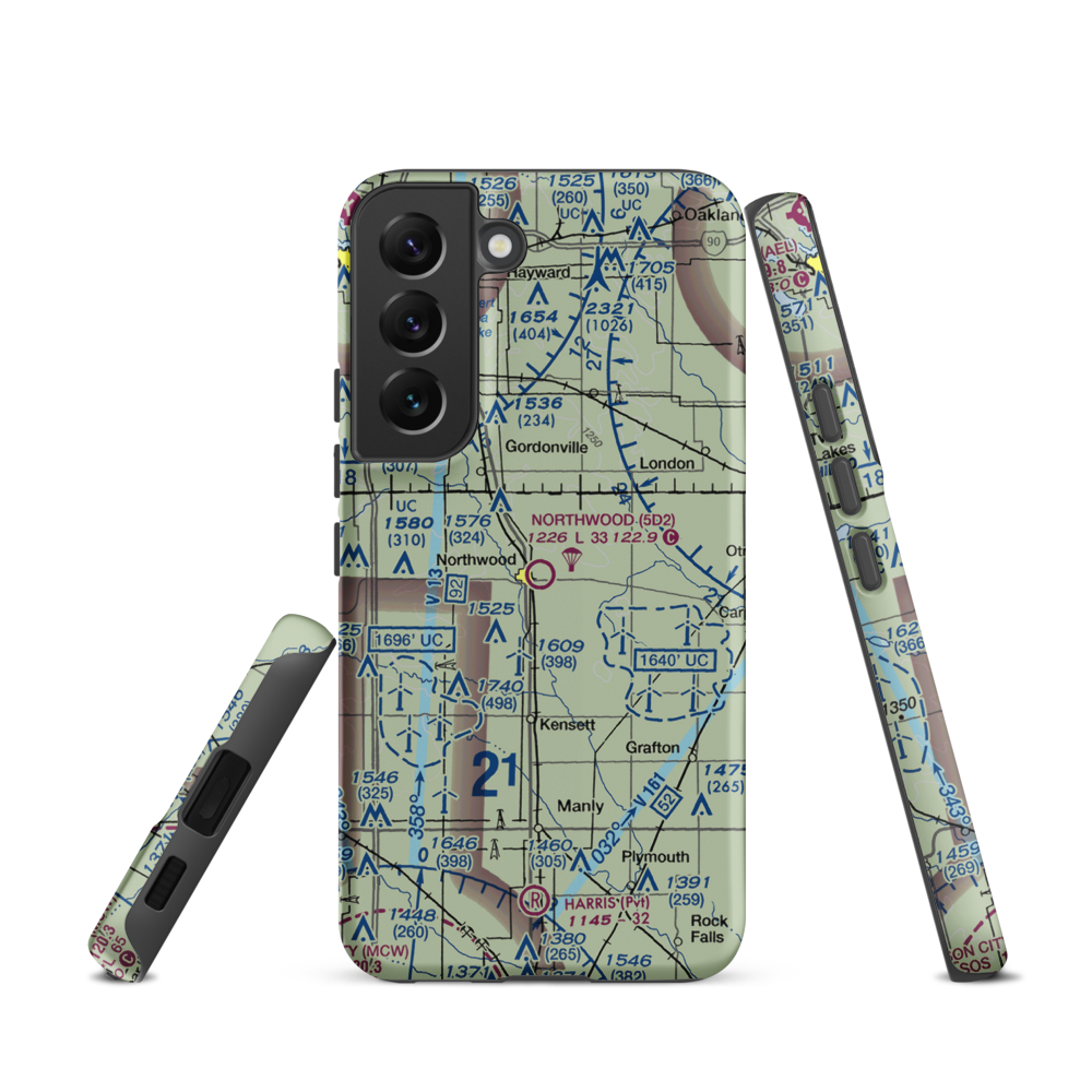 Northwood Municipal Airport (5D2) VFR Sectional Samsung Phone Case Samsung Galaxy S22 model shown