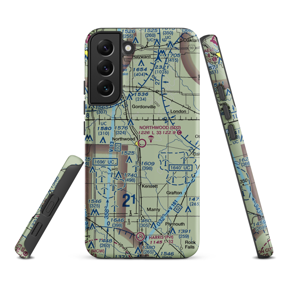 Northwood Municipal Airport (5D2) VFR Sectional Samsung Phone Case Samsung Galaxy S22 Plus model shown