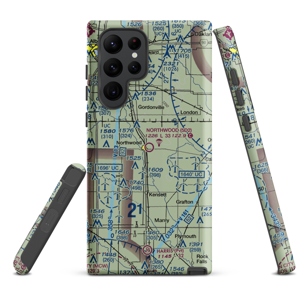 Northwood Municipal Airport (5D2) VFR Sectional Samsung Phone Case Samsung Galaxy S22 Ultra model shown