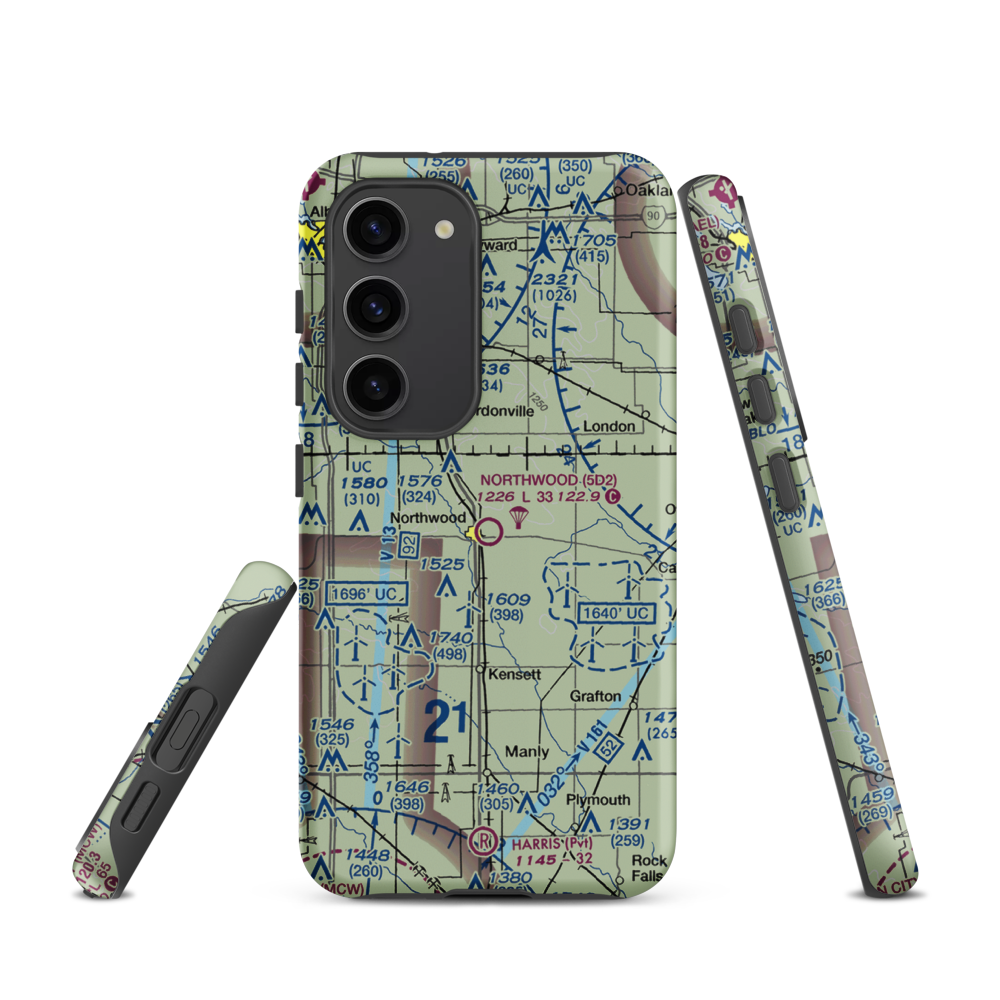 Northwood Municipal Airport (5D2) VFR Sectional Samsung Phone Case Samsung Galaxy S23 model shown