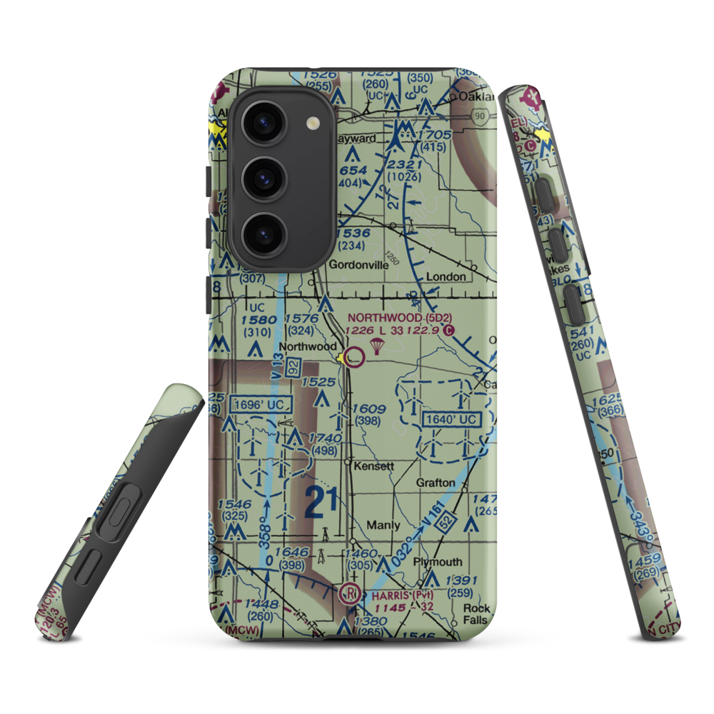 Northwood Municipal Airport (5D2) VFR Sectional Samsung Phone Case Samsung Galaxy S23 Plus model shown