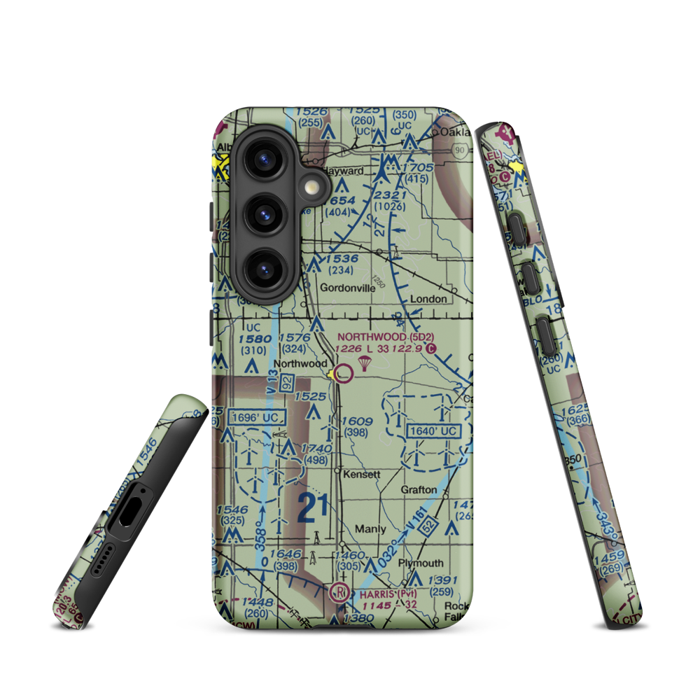 Northwood Municipal Airport (5D2) VFR Sectional Samsung Phone Case Samsung Galaxy S24 model shown