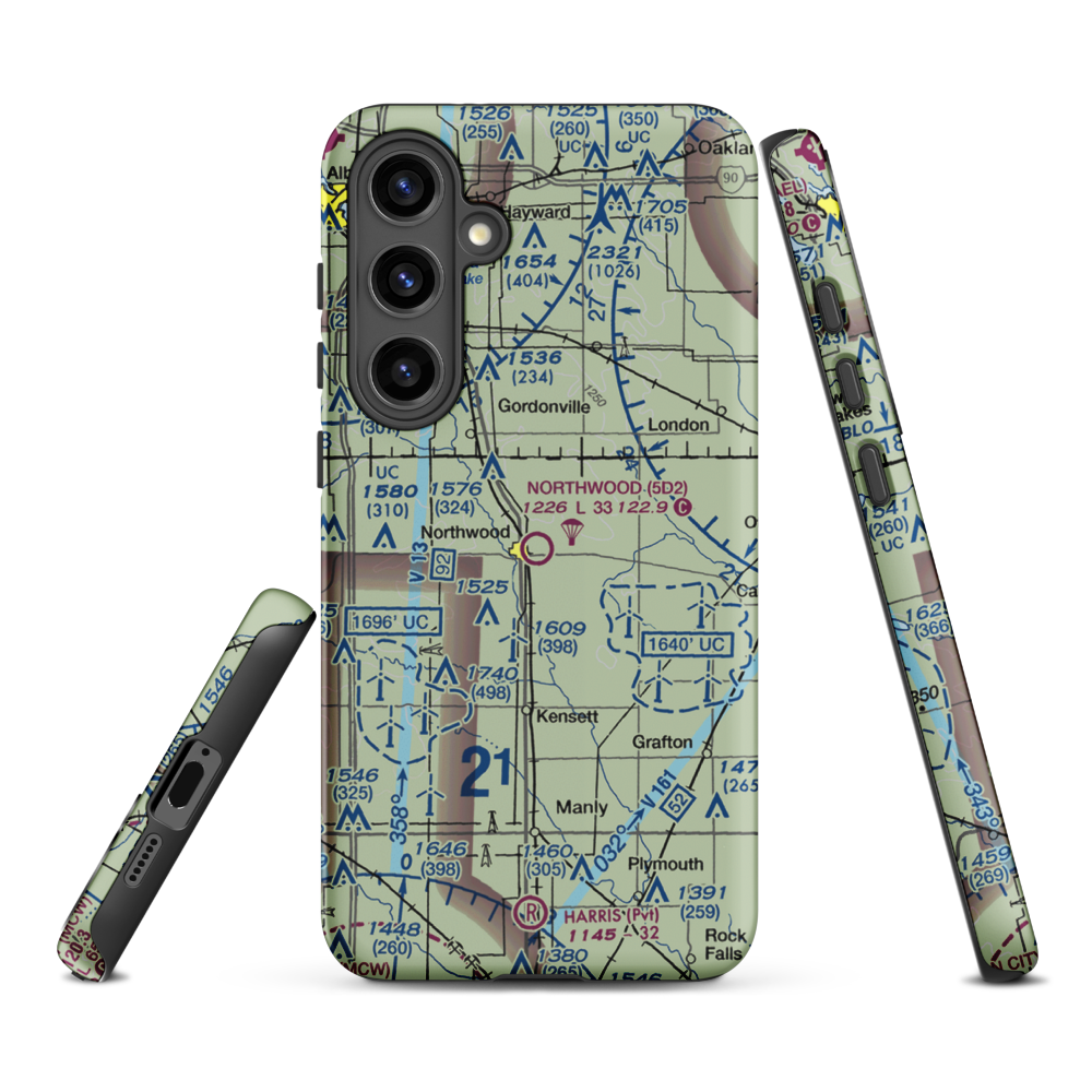 Northwood Municipal Airport (5D2) VFR Sectional Samsung Phone Case Samsung Galaxy S24 Plus model shown