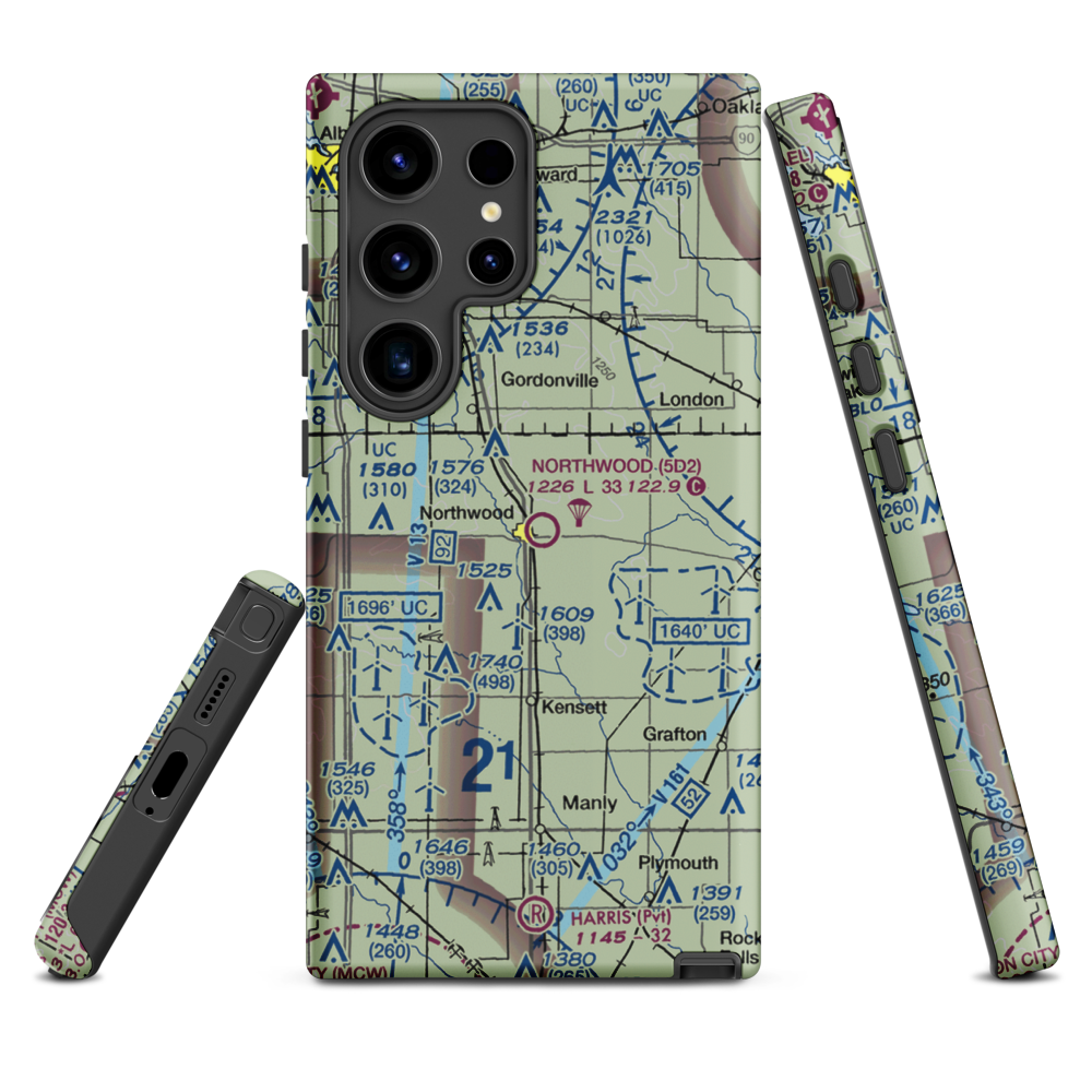 Northwood Municipal Airport (5D2) VFR Sectional Samsung Phone Case Samsung Galaxy S24 Ultra model shown