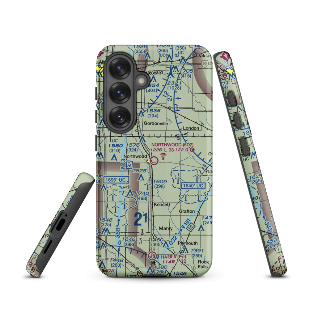 Northwood Municipal Airport (5D2) VFR Sectional Samsung Phone Case Samsung Galaxy S25 model shown