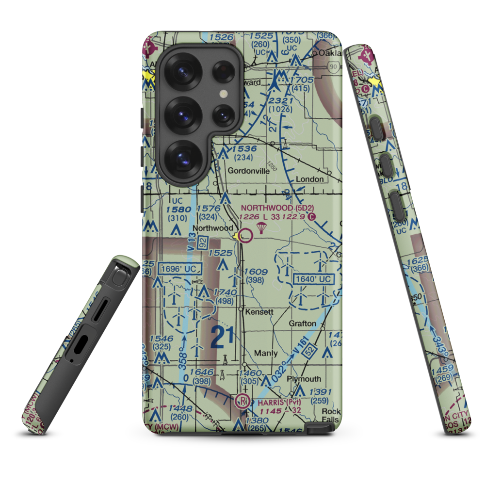Northwood Municipal Airport (5D2) VFR Sectional Samsung Phone Case Samsung Galaxy S25 Ultra model shown