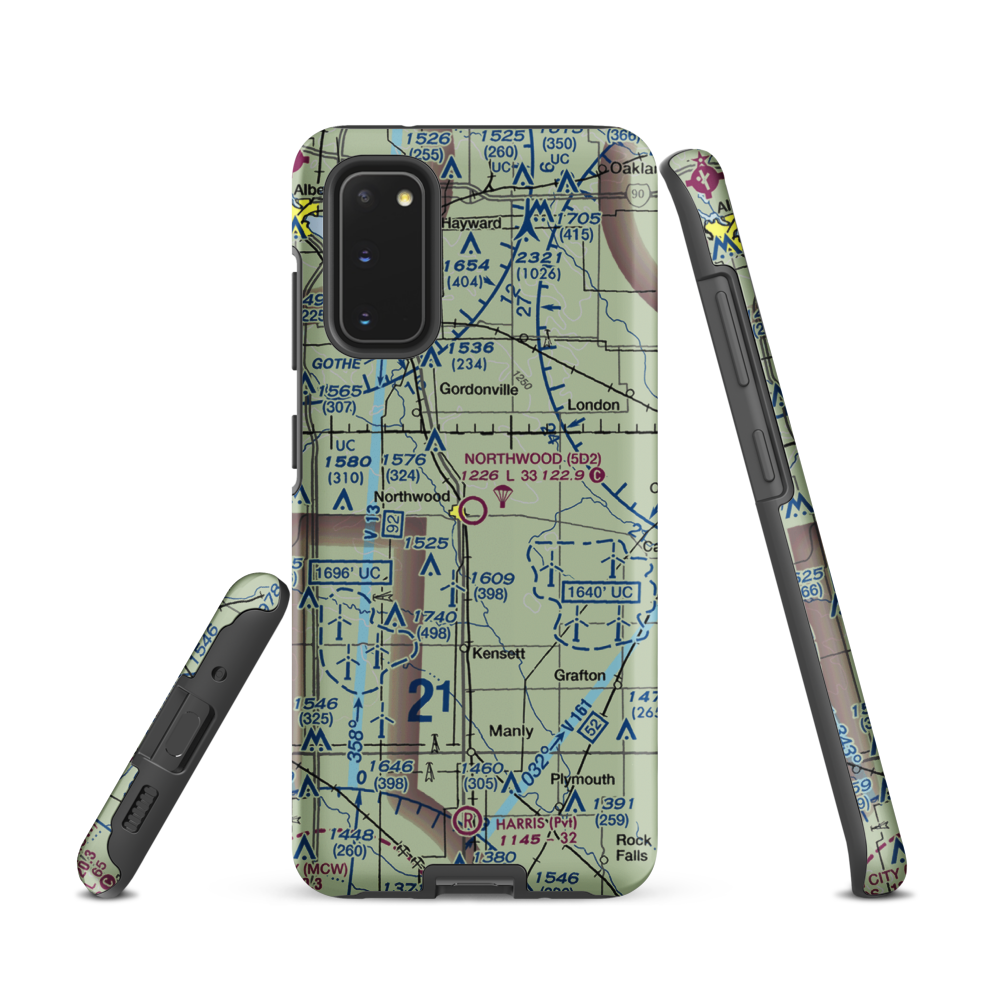 Northwood Municipal Airport (5D2) VFR Sectional Samsung Phone Case Samsung Galaxy S20 model shown