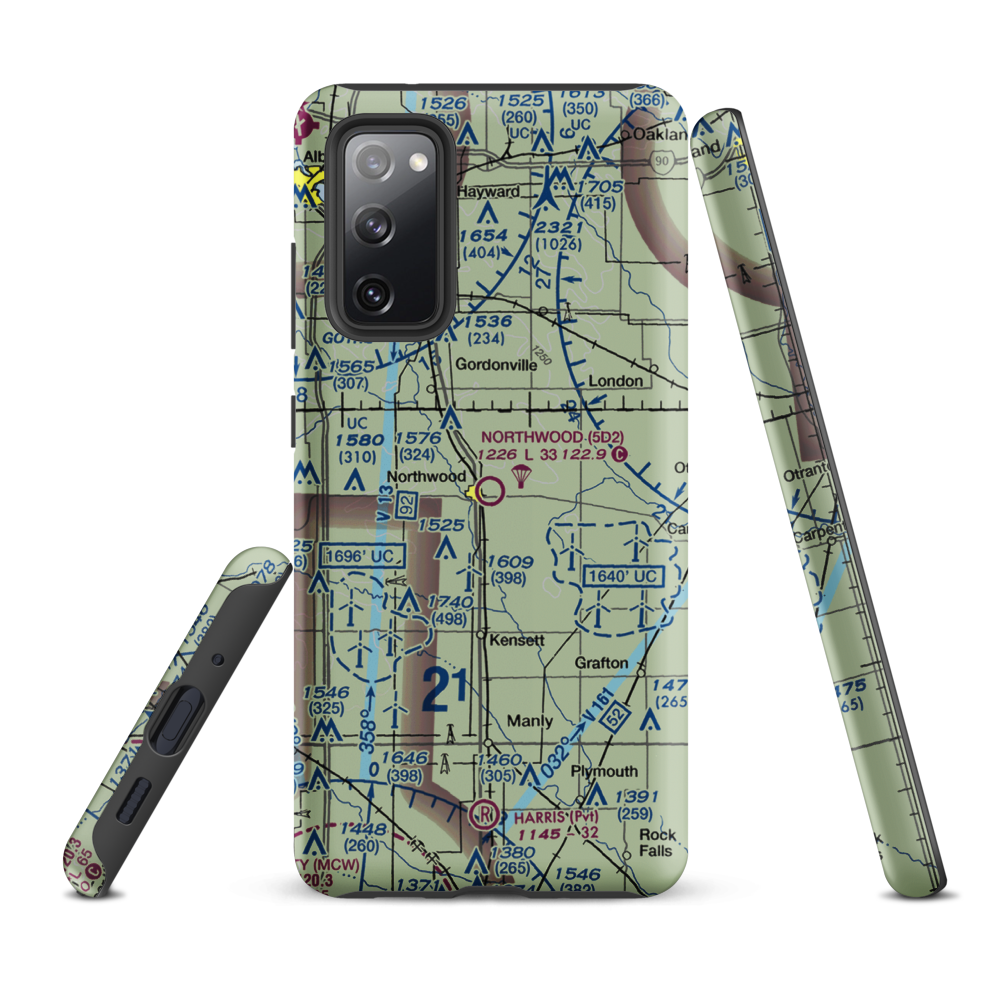 Northwood Municipal Airport (5D2) VFR Sectional Samsung Phone Case Samsung Galaxy S20 FE model shown