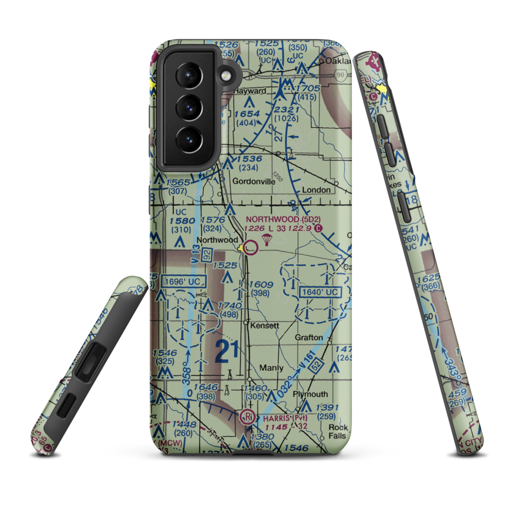 Northwood Municipal Airport (5D2) VFR Sectional Samsung Phone Case Samsung Galaxy S21 Plus model shown