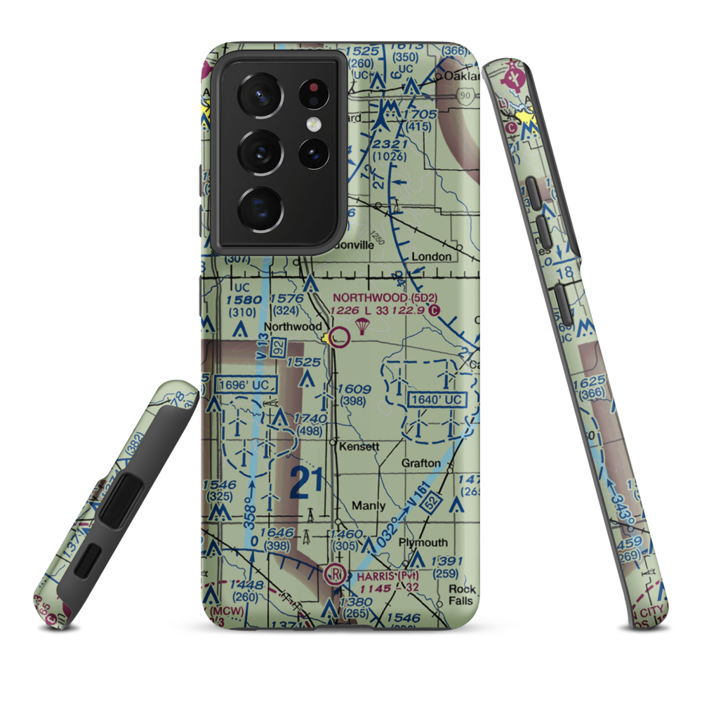 Northwood Municipal Airport (5D2) VFR Sectional Samsung Phone Case Samsung Galaxy S21 Plus model shown