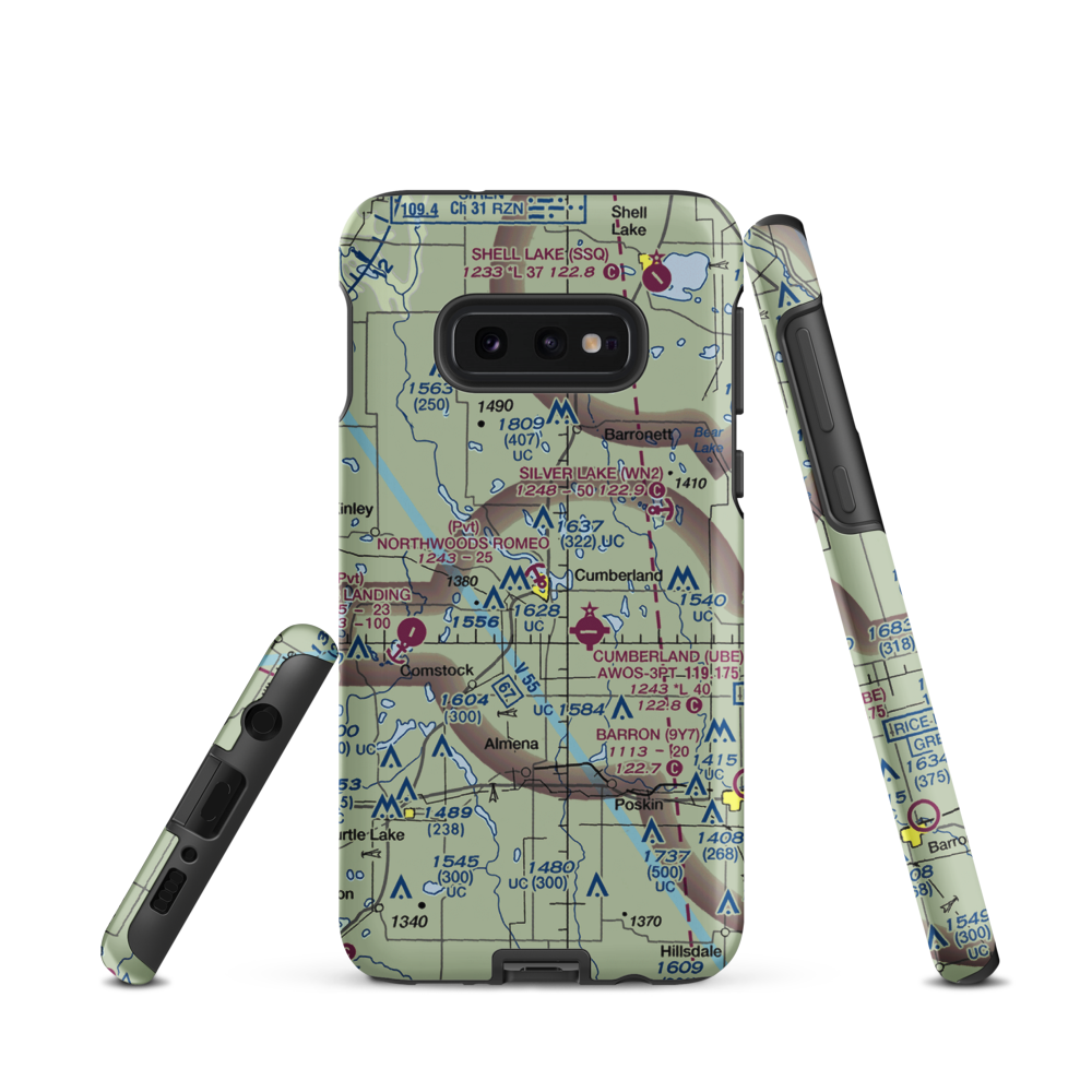 Northwoods Romeo Seaplane Base (4WI3) VFR Sectional Samsung Phone Case Samsung Galaxy S10 Plus model shown