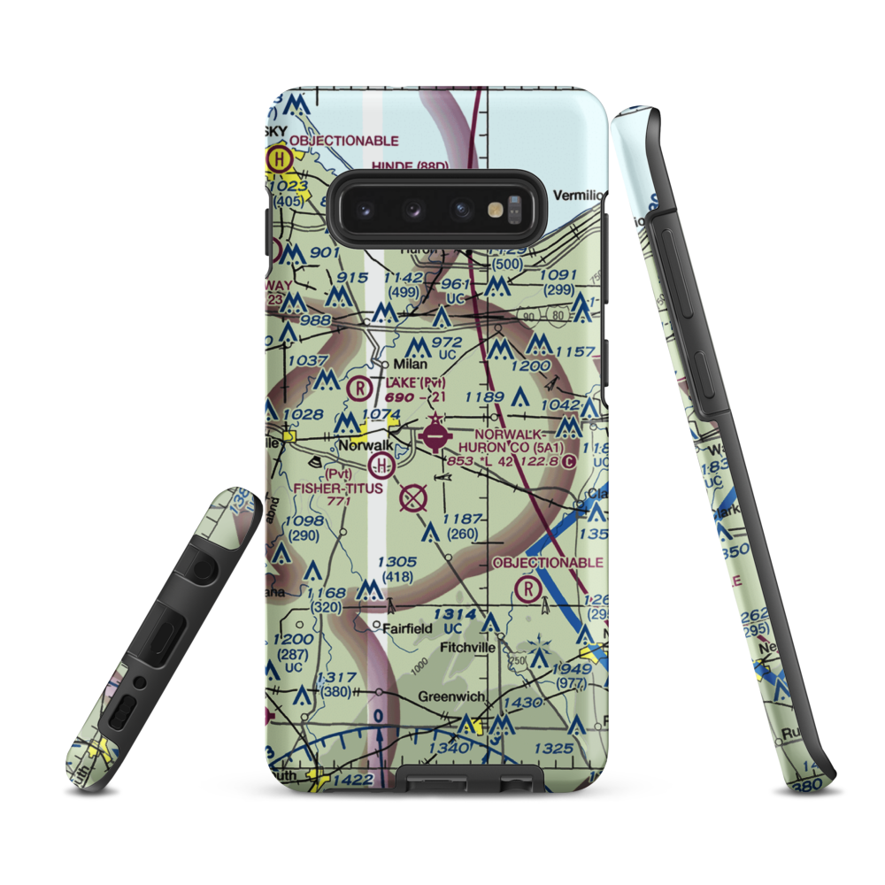 Norwalk Huron County Airport (5A1) VFR Sectional Samsung Phone Case Samsung Galaxy S10 Plus model shown