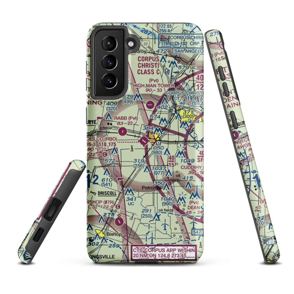 Nueces County Airport (RBO) VFR Sectional Samsung Phone Case Samsung Galaxy S21 Plus model shown