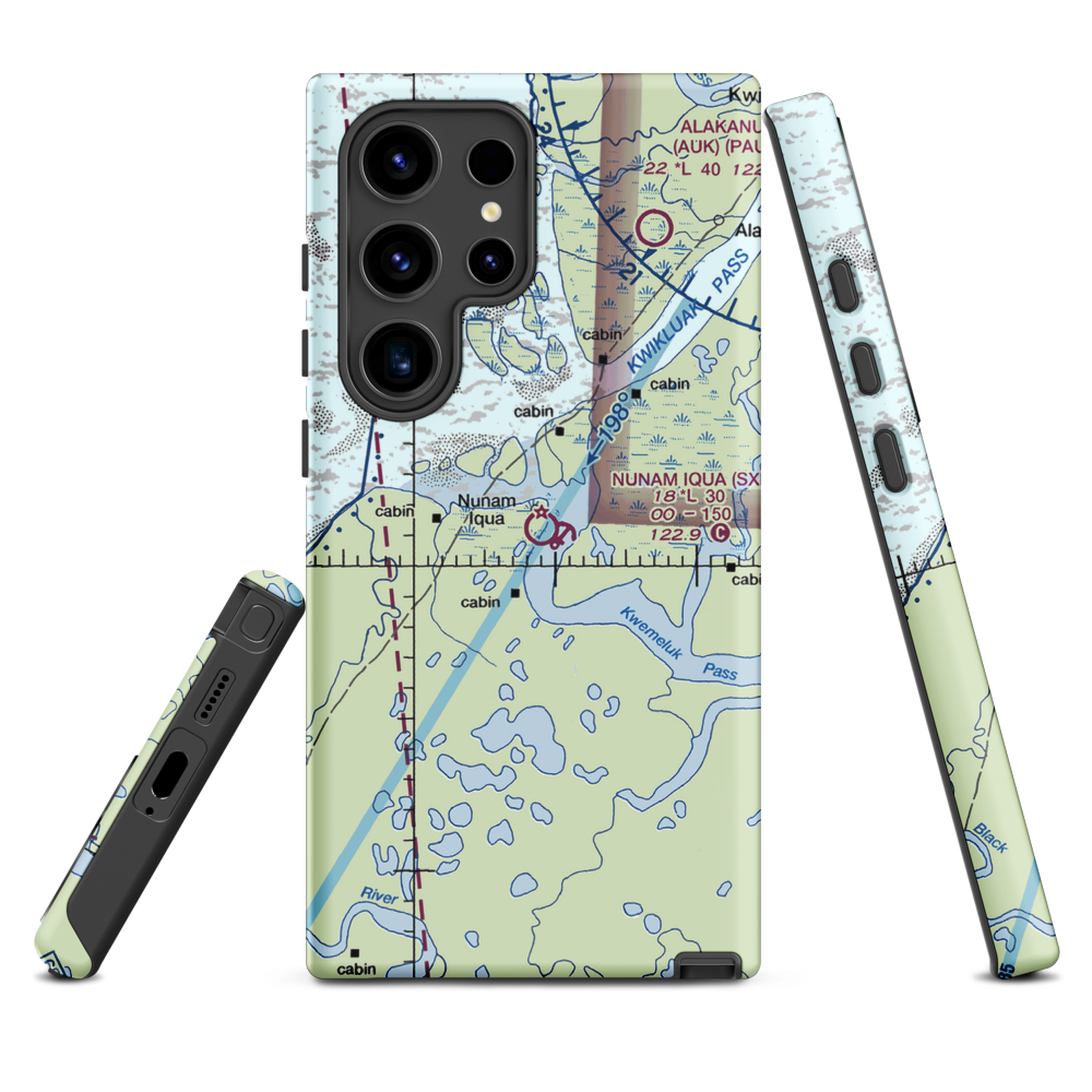 Nunam Iqua Airport (SXP) VFR Sectional Samsung Phone Case Samsung Galaxy S24 Ultra model shown