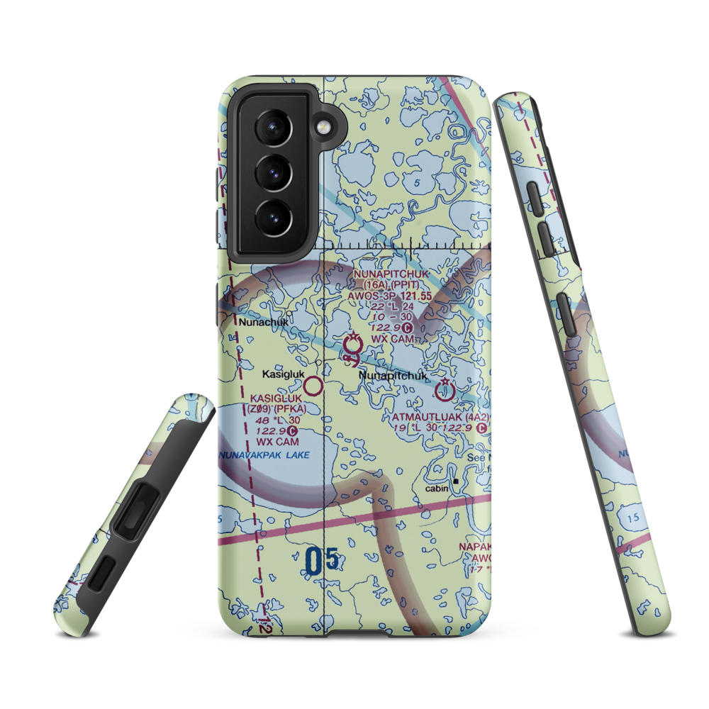 Nunapitchuk Airport (16A) VFR Sectional Samsung Phone Case Samsung Galaxy S21 FE model shown