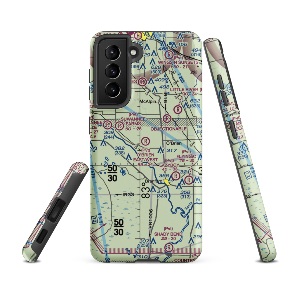 O'Brien Airpark East/West Airport (FD71) VFR Sectional Samsung Phone Case Samsung Galaxy S21 FE model shown