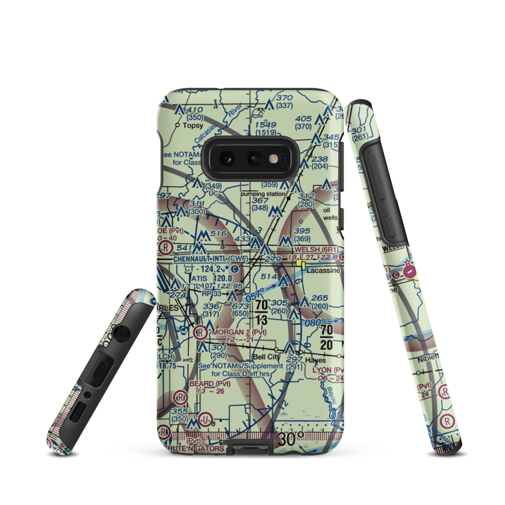 O'Brien Flying Service Airport (LA71) VFR Sectional Samsung Phone Case Samsung Galaxy S10e model shown