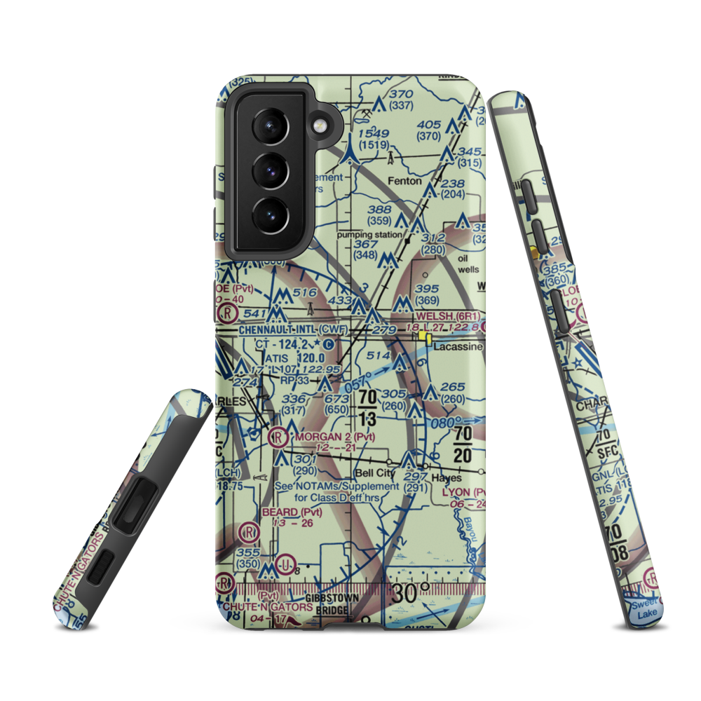 O'Brien Flying Service Airport (LA71) VFR Sectional Samsung Phone Case Samsung Galaxy S21 FE model shown