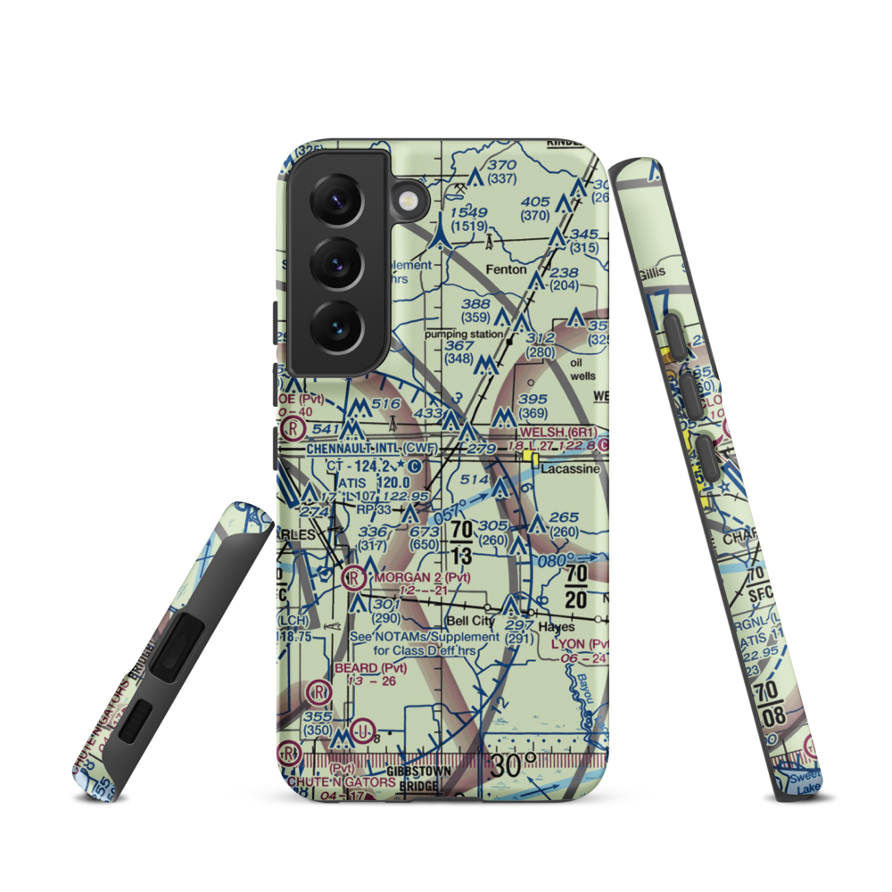 O'Brien Flying Service Airport (LA71) VFR Sectional Samsung Phone Case Samsung Galaxy S22 model shown