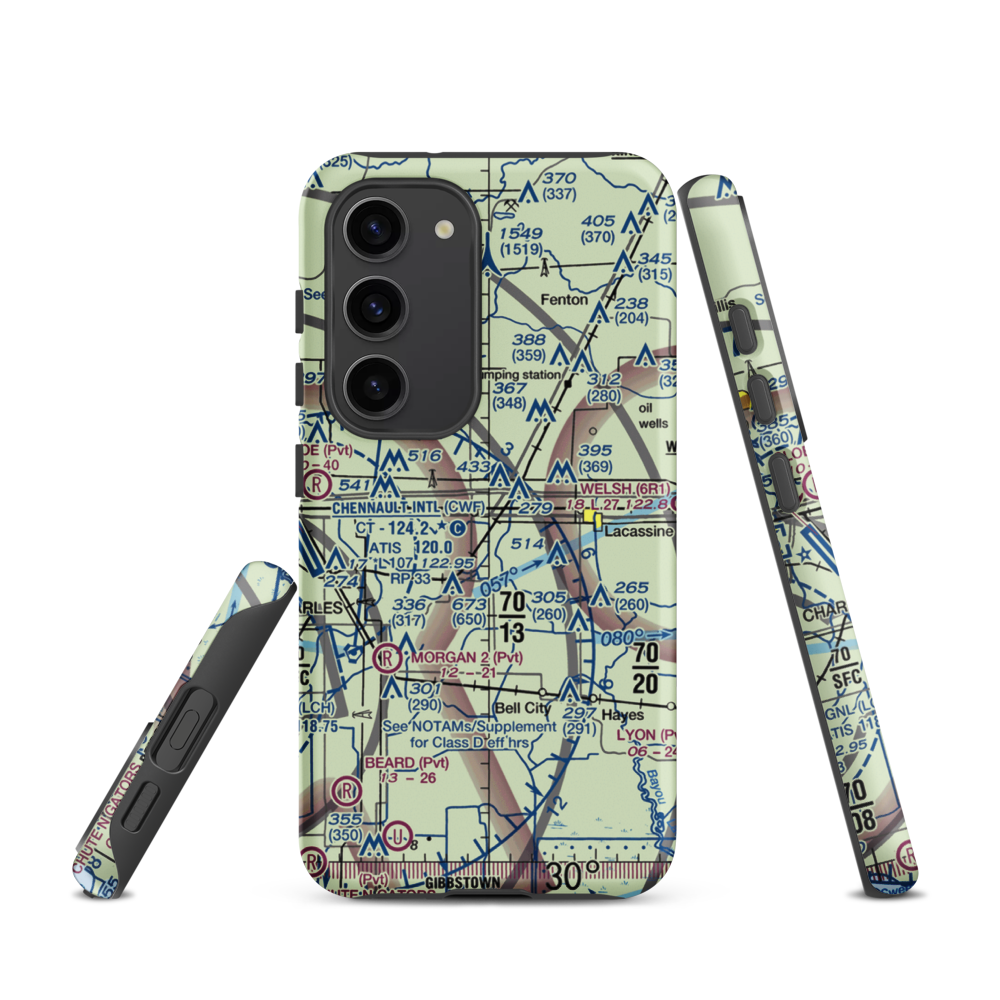 O'Brien Flying Service Airport (LA71) VFR Sectional Samsung Phone Case Samsung Galaxy S23 model shown