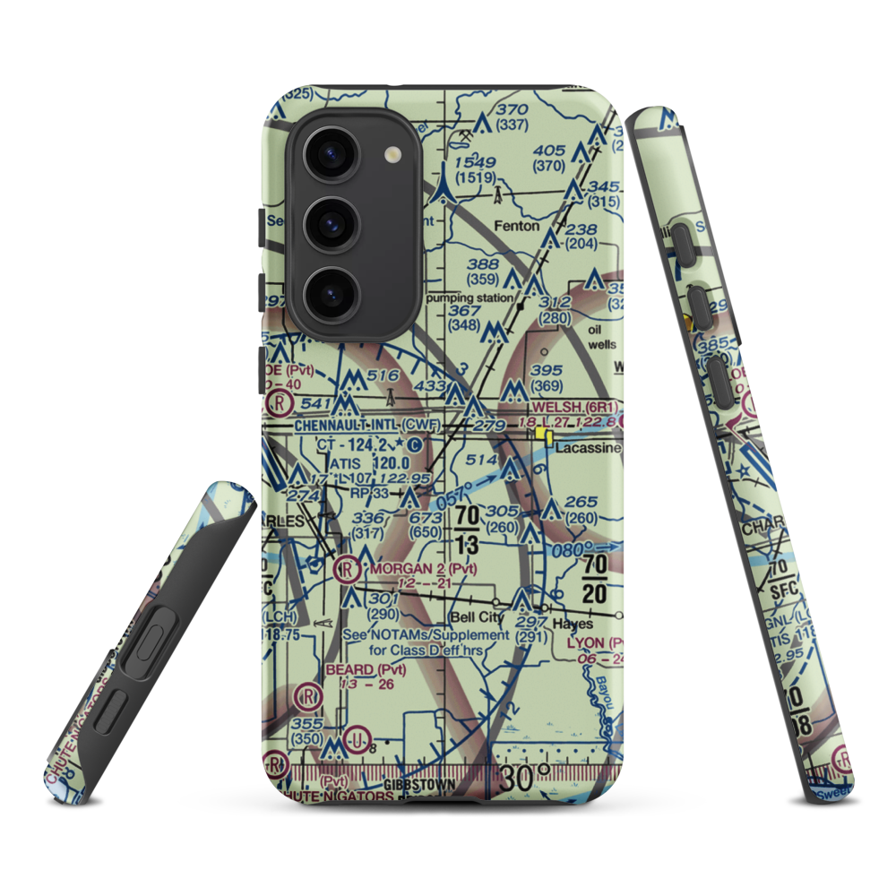 O'Brien Flying Service Airport (LA71) VFR Sectional Samsung Phone Case Samsung Galaxy S23 Plus model shown