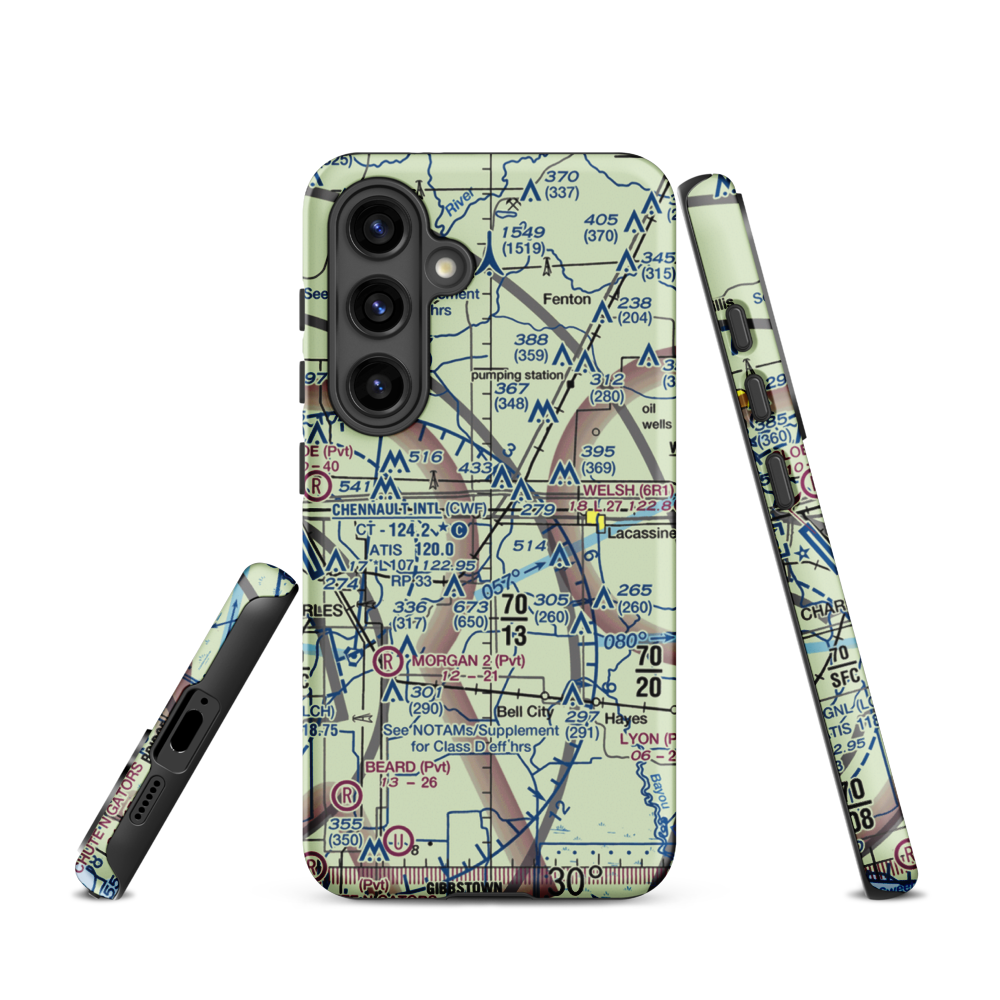 O'Brien Flying Service Airport (LA71) VFR Sectional Samsung Phone Case Samsung Galaxy S24 model shown