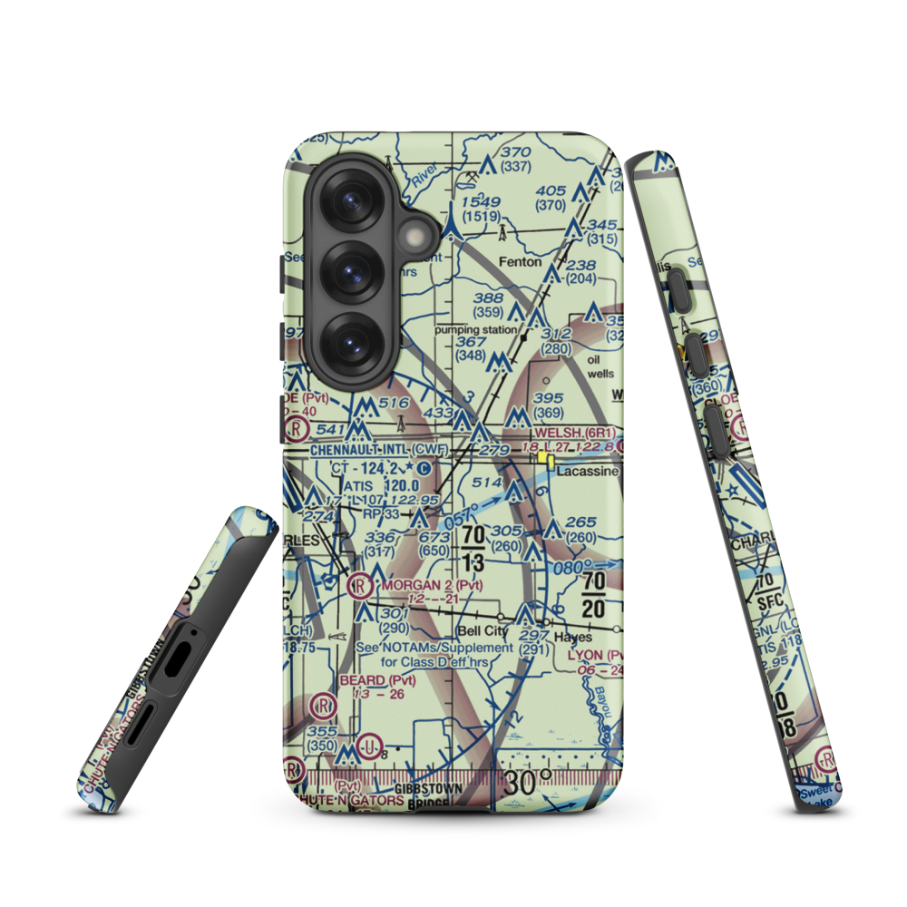 O'Brien Flying Service Airport (LA71) VFR Sectional Samsung Phone Case Samsung Galaxy S25 model shown