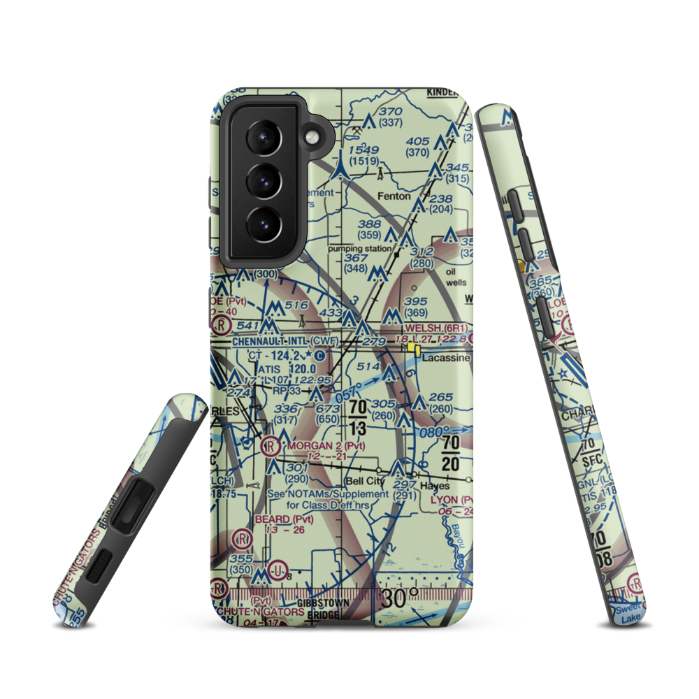O'Brien Flying Service Airport (LA71) VFR Sectional Samsung Phone Case Samsung Galaxy S21 model shown