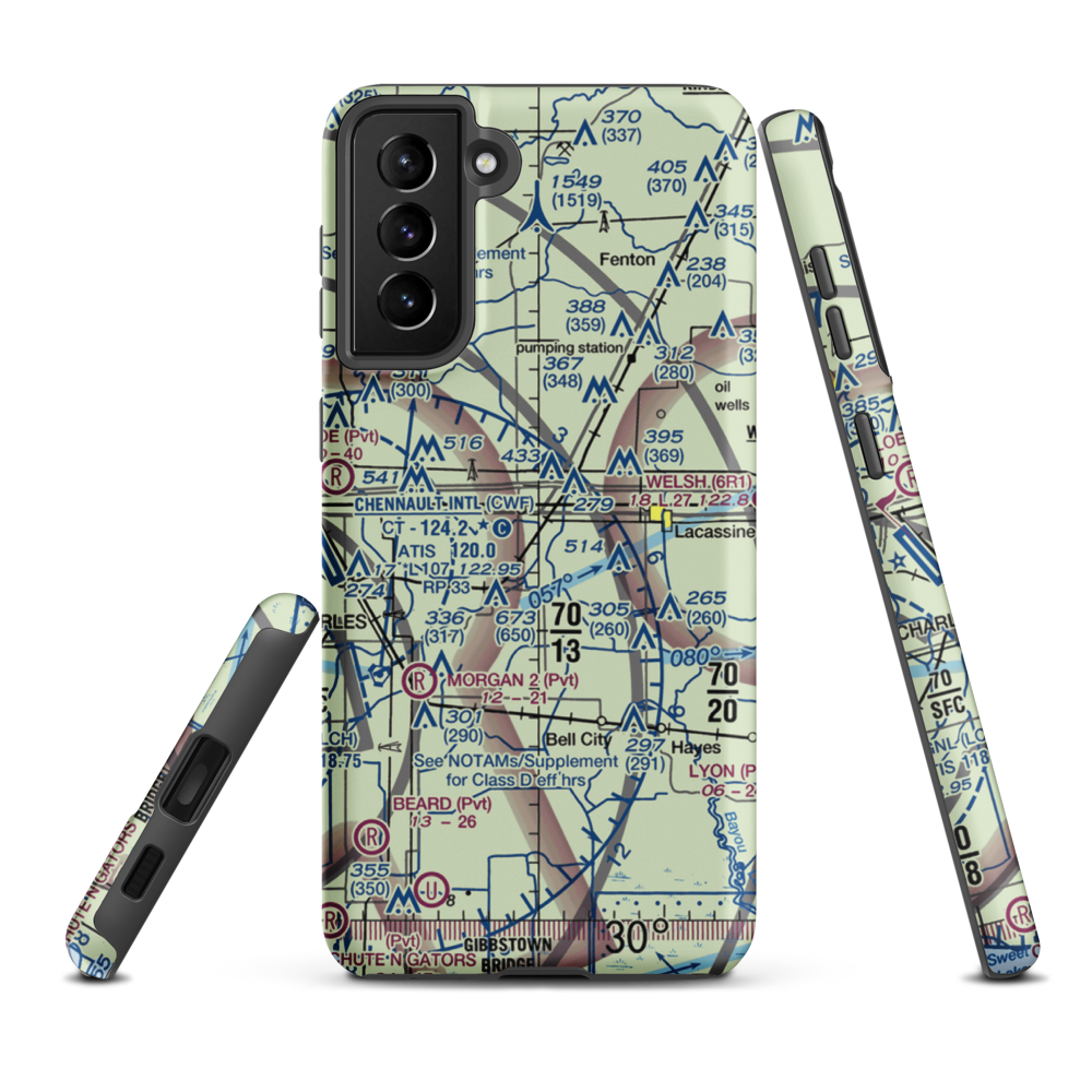 O'Brien Flying Service Airport (LA71) VFR Sectional Samsung Phone Case Samsung Galaxy S21 Plus model shown