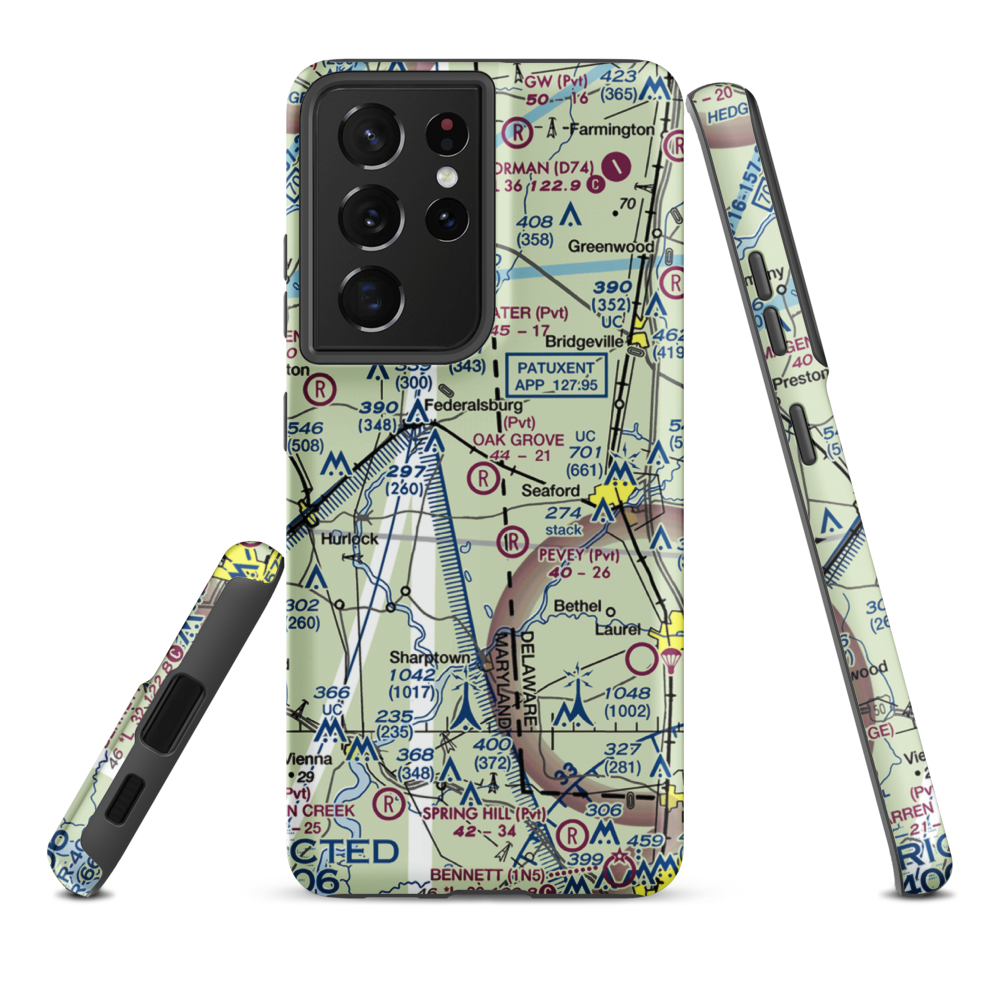Oak Grove Farm Airport (5MD4) VFR Sectional Samsung Phone Case Samsung Galaxy S21 Plus model shown