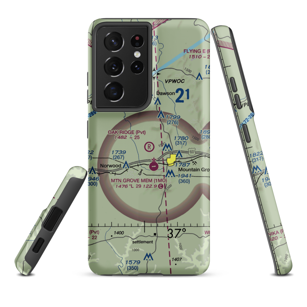 Oak Ridge Airpark (MO80) VFR Sectional Samsung Phone Case Samsung Galaxy S21 Ultra model shown