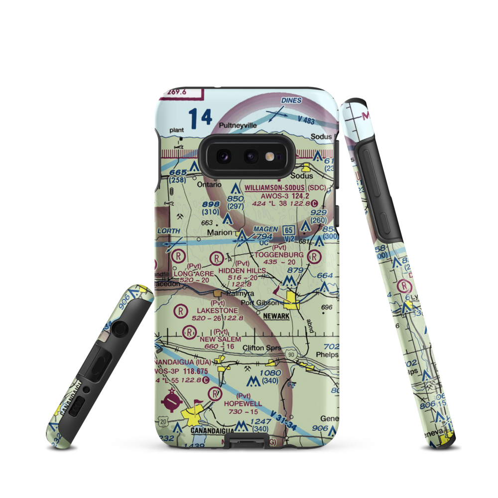Oak Ridge Airport (NY16) VFR Sectional Samsung Phone Case Samsung Galaxy S10 Plus model shown