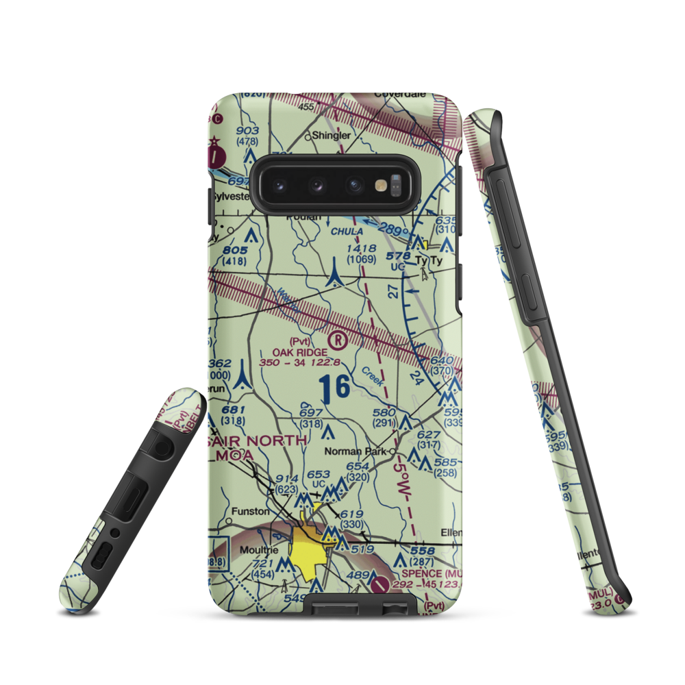 Oak Ridge Plantation Airport (13GA) VFR Sectional Samsung Phone Case Samsung Galaxy S10 model shown