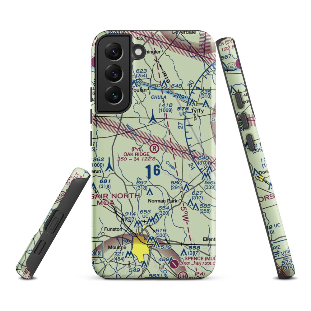 Oak Ridge Plantation Airport (13GA) VFR Sectional Samsung Phone Case Samsung Galaxy S22 Plus model shown