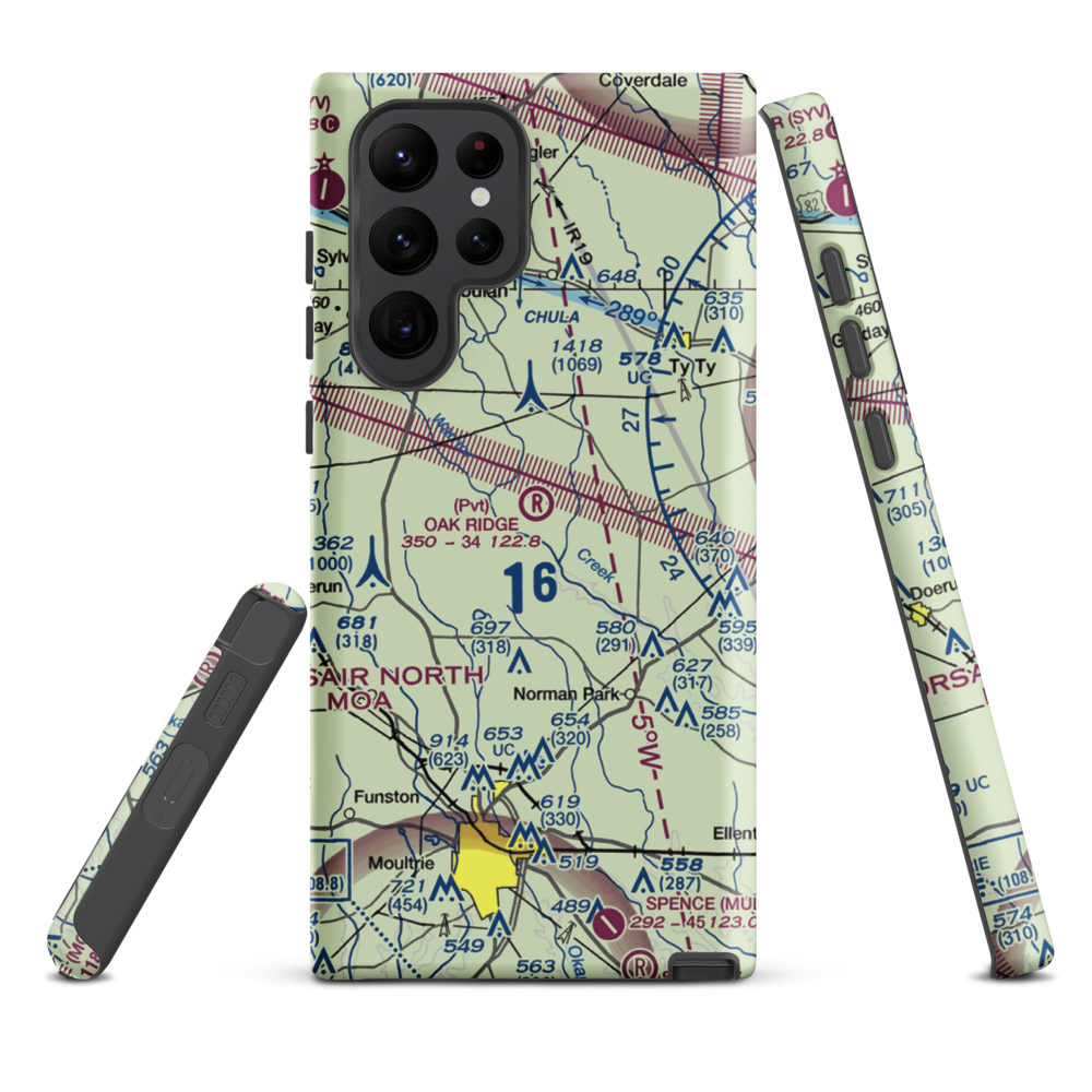 Oak Ridge Plantation Airport (13GA) VFR Sectional Samsung Phone Case Samsung Galaxy S22 Ultra model shown