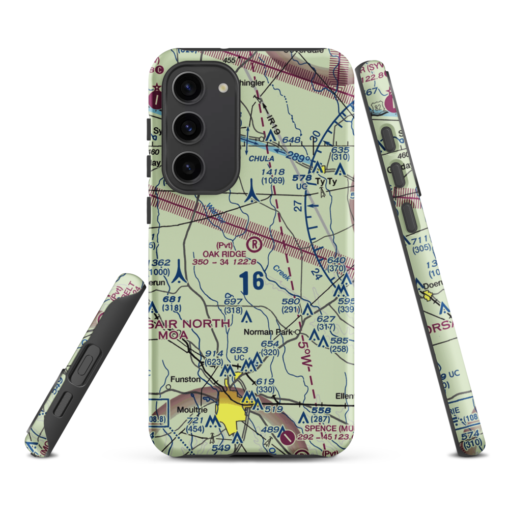 Oak Ridge Plantation Airport (13GA) VFR Sectional Samsung Phone Case Samsung Galaxy S23 Plus model shown