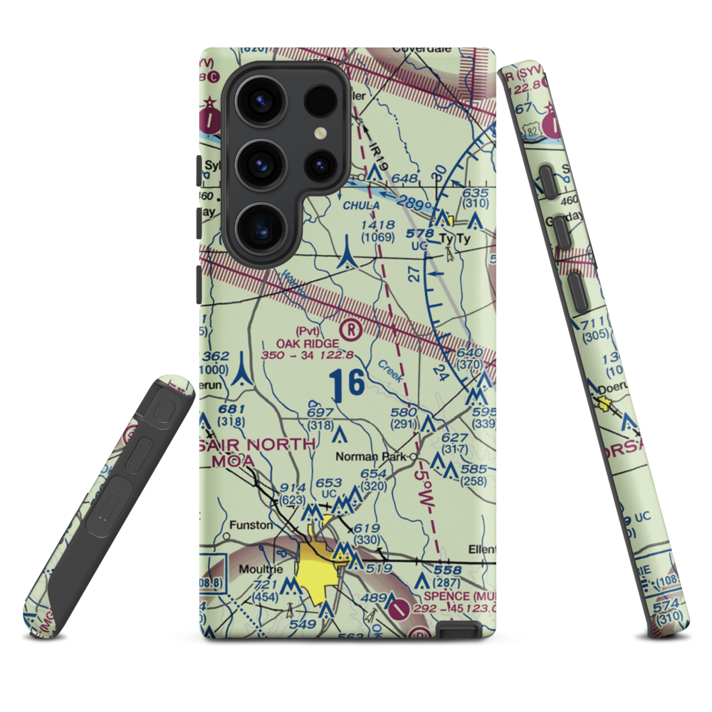 Oak Ridge Plantation Airport (13GA) VFR Sectional Samsung Phone Case Samsung Galaxy S23 Ultra model shown