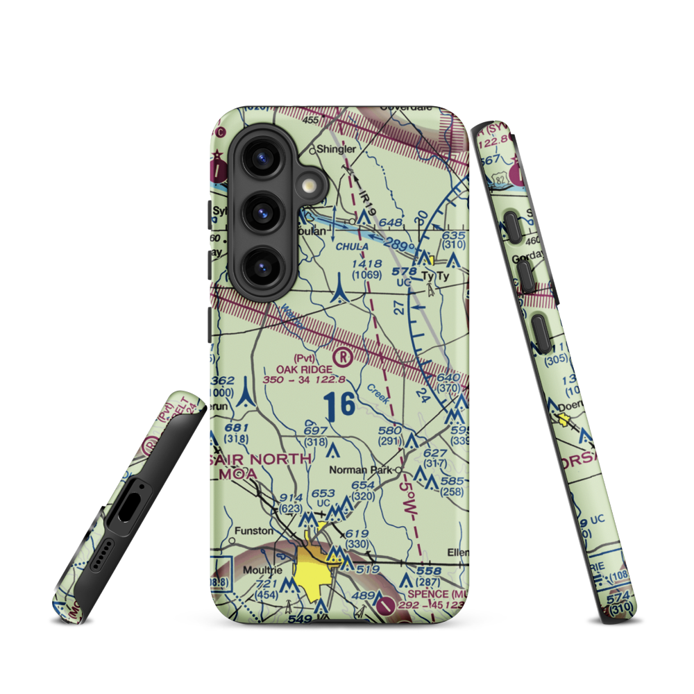 Oak Ridge Plantation Airport (13GA) VFR Sectional Samsung Phone Case Samsung Galaxy S24 model shown