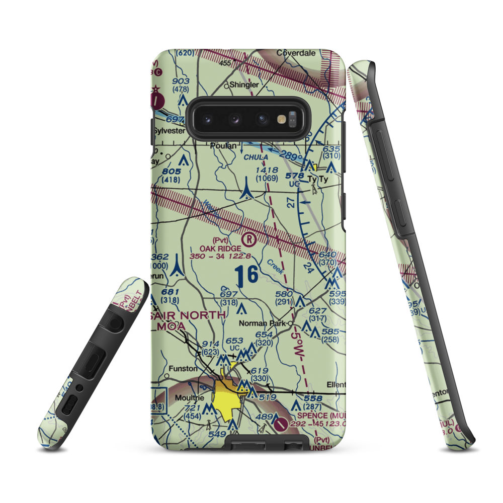 Oak Ridge Plantation Airport (13GA) VFR Sectional Samsung Phone Case Samsung Galaxy S10 Plus model shown