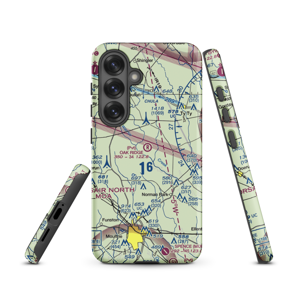 Oak Ridge Plantation Airport (13GA) VFR Sectional Samsung Phone Case Samsung Galaxy S25 model shown