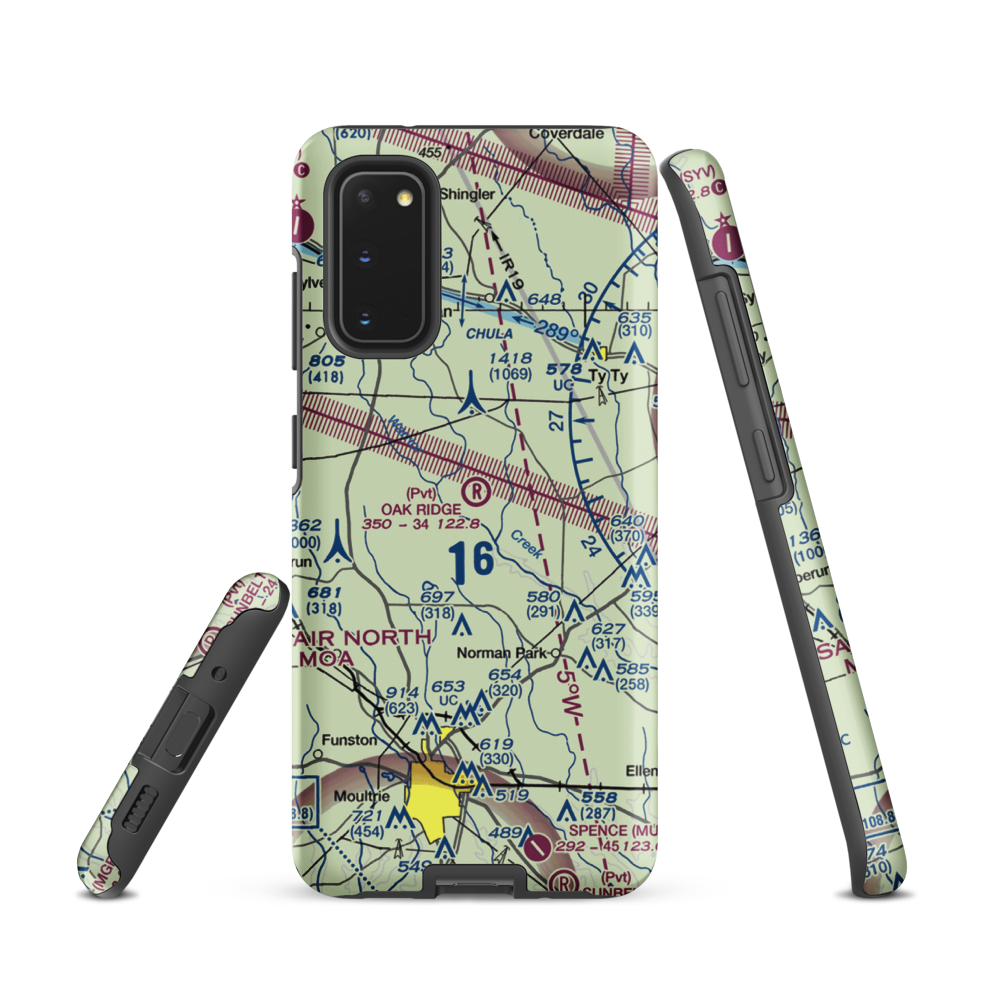 Oak Ridge Plantation Airport (13GA) VFR Sectional Samsung Phone Case Samsung Galaxy S20 model shown