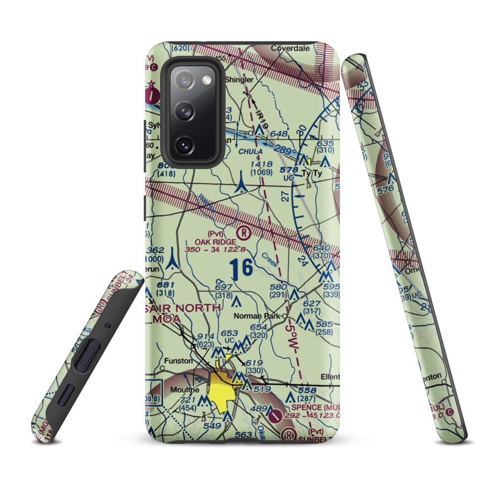 Oak Ridge Plantation Airport (13GA) VFR Sectional Samsung Phone Case Samsung Galaxy S20 FE model shown