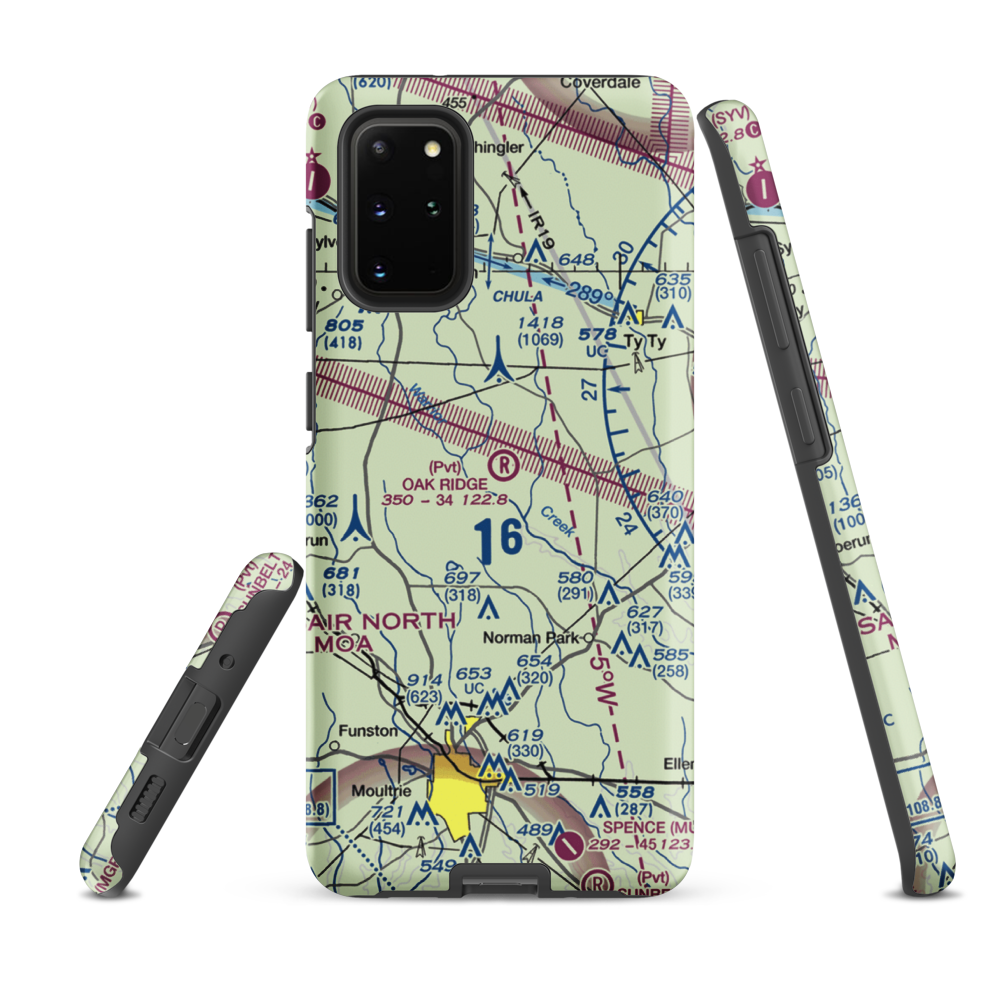 Oak Ridge Plantation Airport (13GA) VFR Sectional Samsung Phone Case Samsung Galaxy S20 Plus model shown