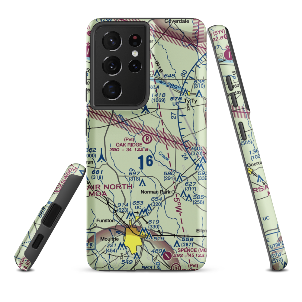 Oak Ridge Plantation Airport (13GA) VFR Sectional Samsung Phone Case Samsung Galaxy S21 Ultra model shown