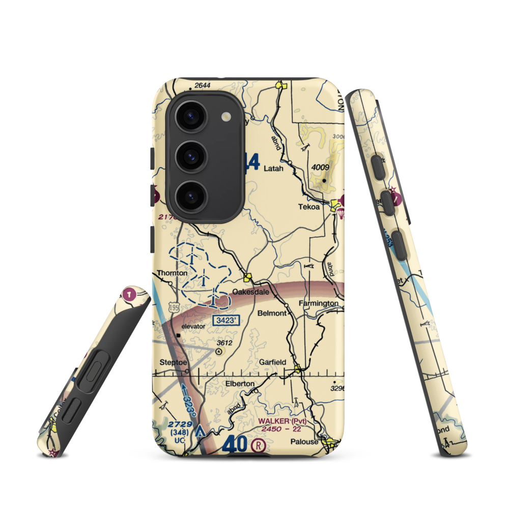 Oakesdale Airport (75DC) VFR Sectional Samsung Phone Case Samsung Galaxy S23 model shown
