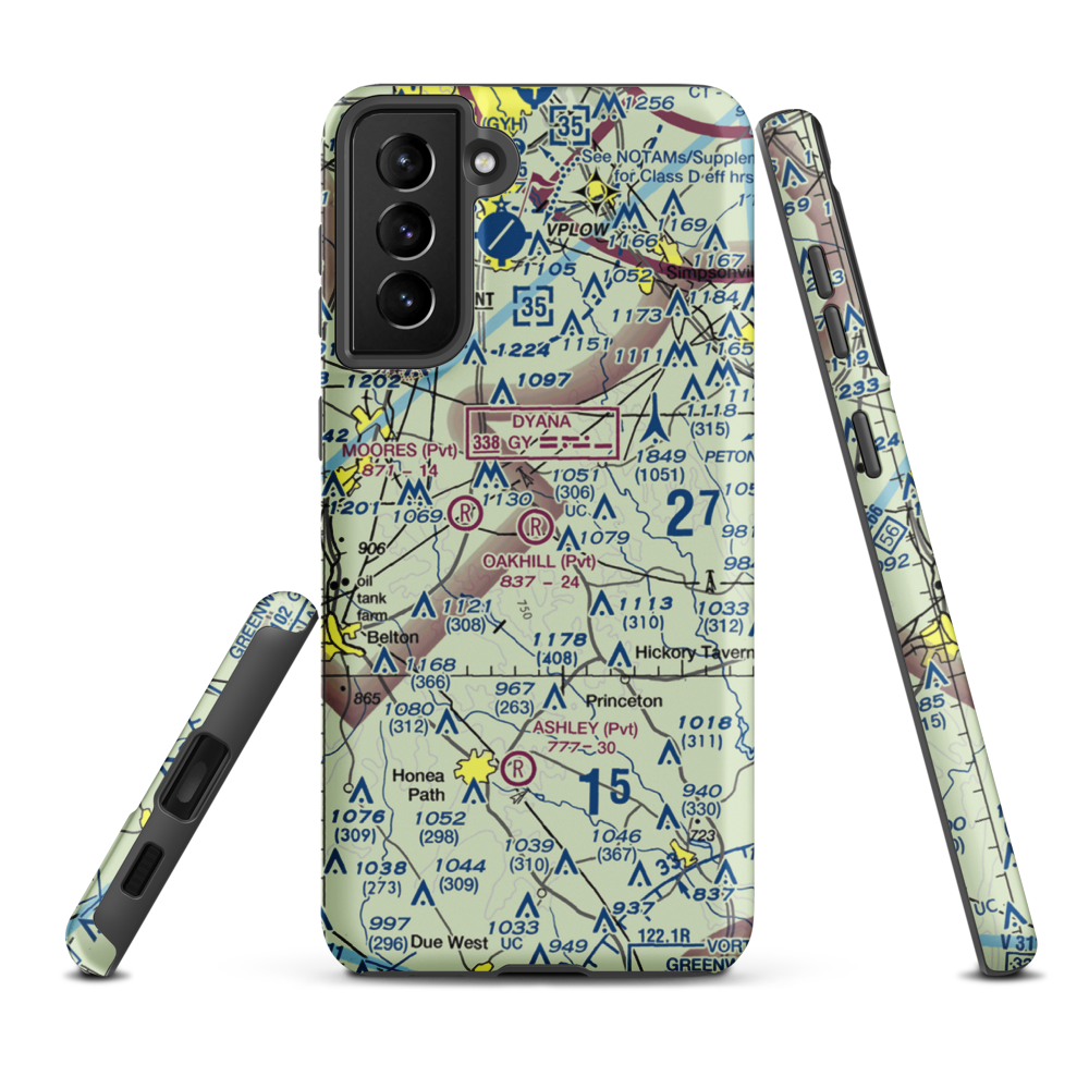 Oakhill Airpark (SC82) VFR Sectional Samsung Phone Case Samsung Galaxy S21 Plus model shown