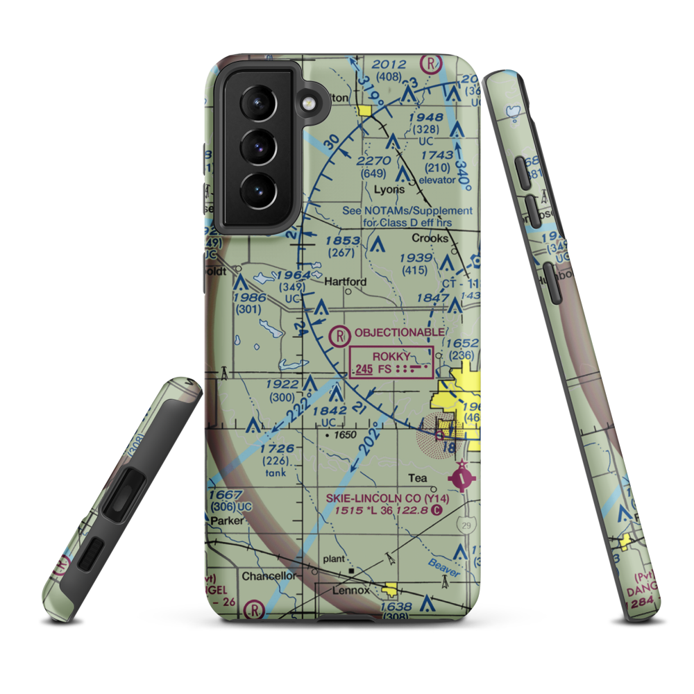 Oakleaf Airport (9SD8) VFR Sectional Samsung Phone Case Samsung Galaxy S21 FE model shown