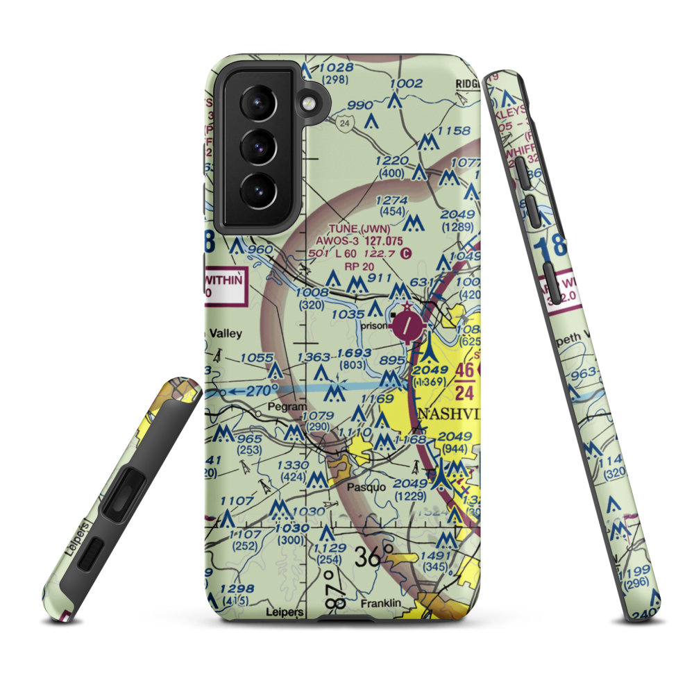 Oakley Airport (TN79) VFR Sectional Samsung Phone Case Samsung Galaxy S21 FE model shown