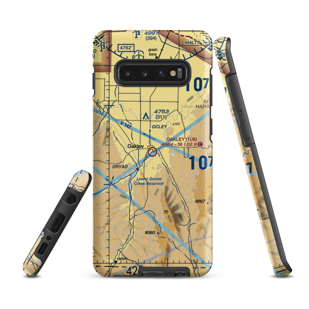 Oakley Municipal Airport (1U6) VFR Sectional Samsung Phone Case Samsung Galaxy S10 Plus model shown