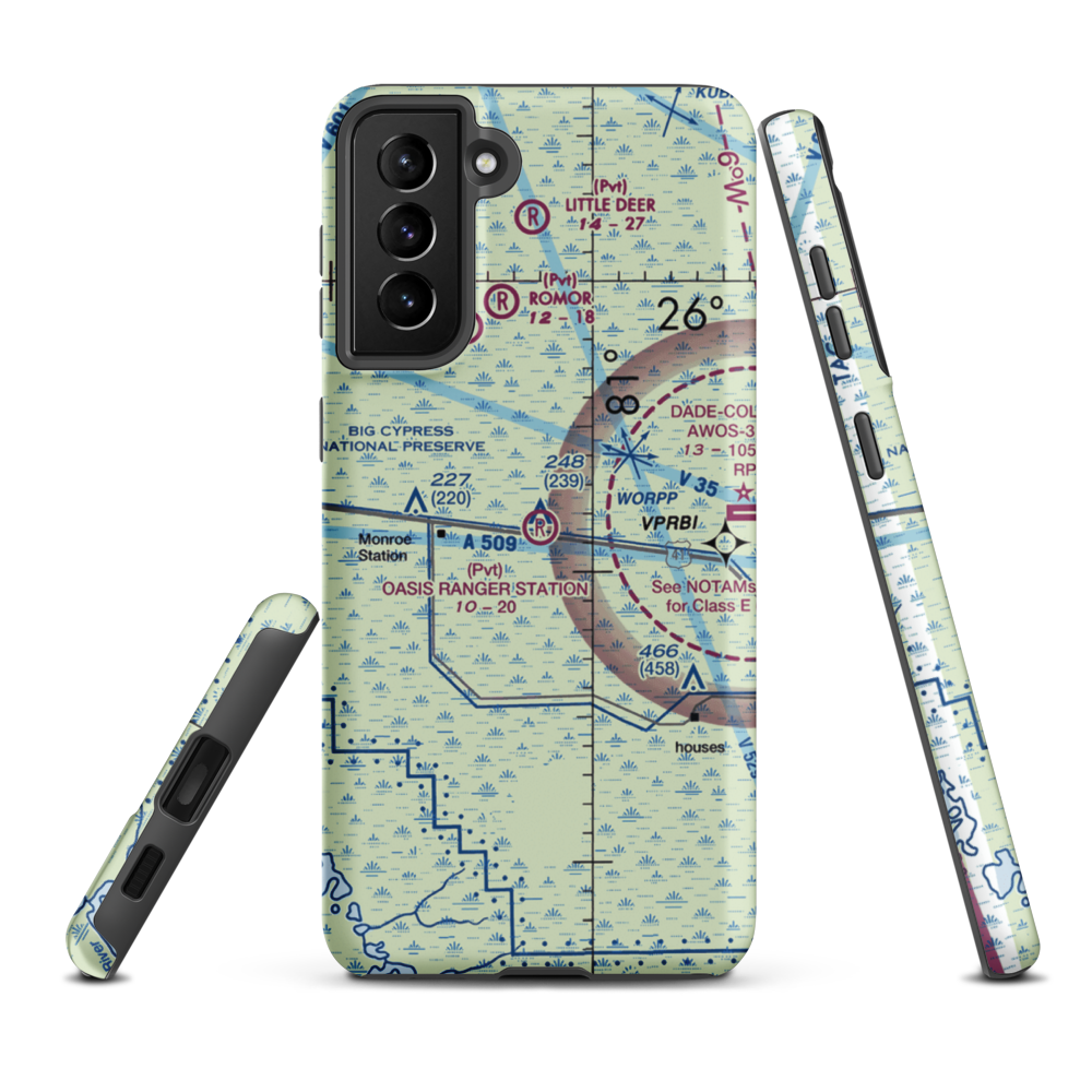 Oasis Ranger Station-U.S. Government Airport (9FL7) VFR Sectional Samsung Phone Case Samsung Galaxy S21 FE model shown